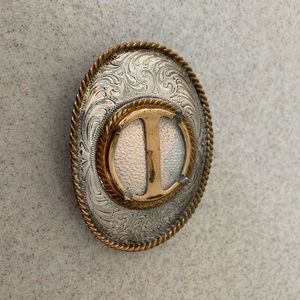 Large heavy silver belt buckle. Real silver